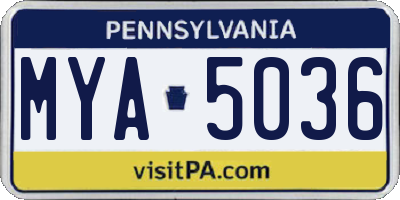 PA license plate MYA5036