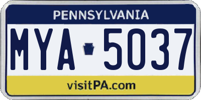 PA license plate MYA5037
