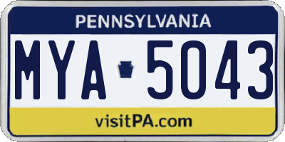 PA license plate MYA5043