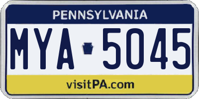 PA license plate MYA5045