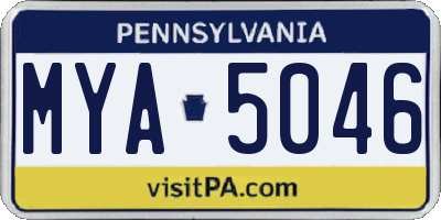 PA license plate MYA5046
