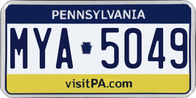 PA license plate MYA5049