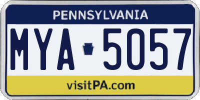 PA license plate MYA5057