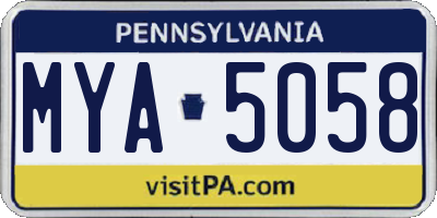 PA license plate MYA5058