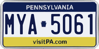 PA license plate MYA5061