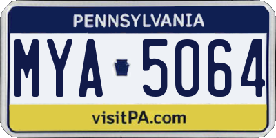 PA license plate MYA5064