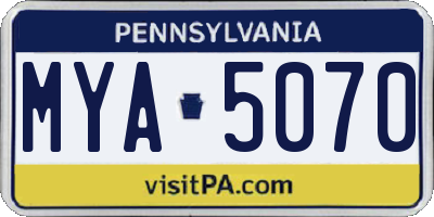 PA license plate MYA5070