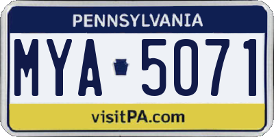 PA license plate MYA5071