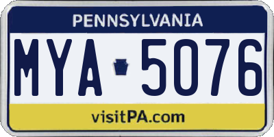PA license plate MYA5076