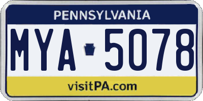 PA license plate MYA5078