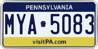 PA license plate MYA5083