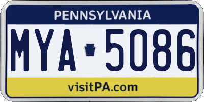 PA license plate MYA5086