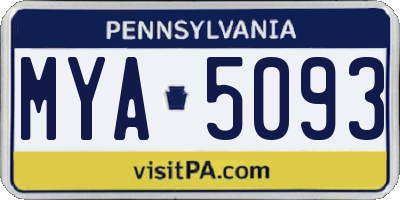 PA license plate MYA5093