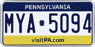PA license plate MYA5094