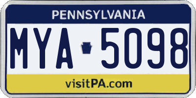 PA license plate MYA5098