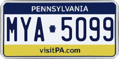 PA license plate MYA5099