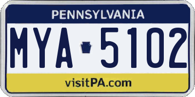 PA license plate MYA5102