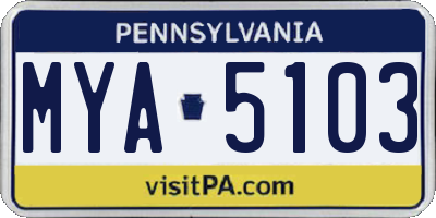 PA license plate MYA5103