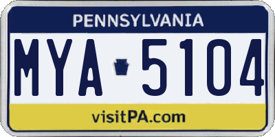 PA license plate MYA5104