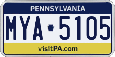PA license plate MYA5105