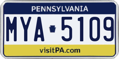PA license plate MYA5109