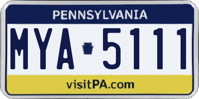 PA license plate MYA5111