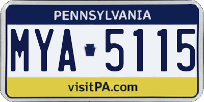 PA license plate MYA5115