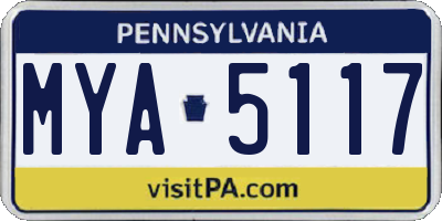 PA license plate MYA5117