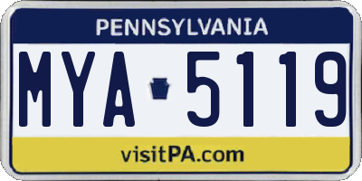 PA license plate MYA5119