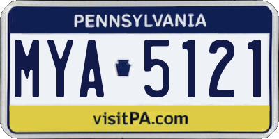 PA license plate MYA5121
