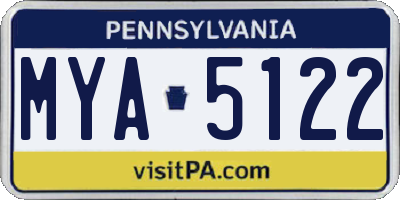 PA license plate MYA5122