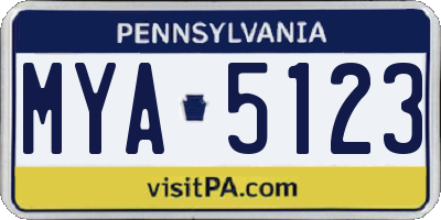 PA license plate MYA5123