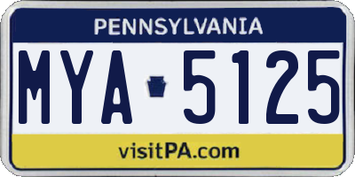 PA license plate MYA5125
