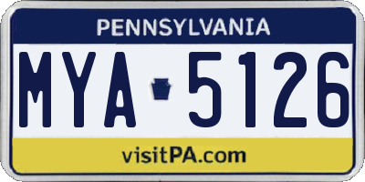 PA license plate MYA5126