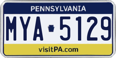PA license plate MYA5129
