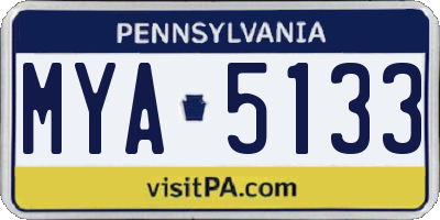 PA license plate MYA5133