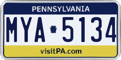 PA license plate MYA5134