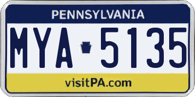 PA license plate MYA5135