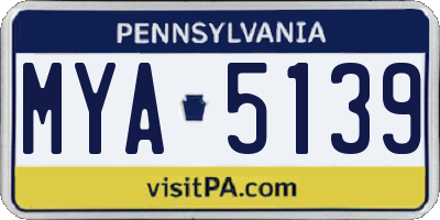 PA license plate MYA5139