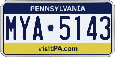 PA license plate MYA5143
