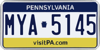 PA license plate MYA5145