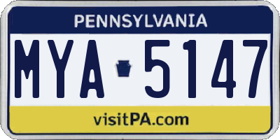 PA license plate MYA5147