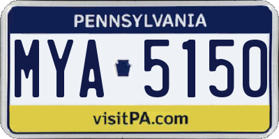 PA license plate MYA5150