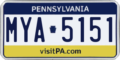 PA license plate MYA5151
