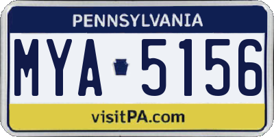 PA license plate MYA5156