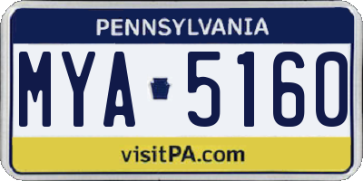 PA license plate MYA5160