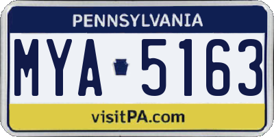 PA license plate MYA5163