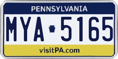 PA license plate MYA5165
