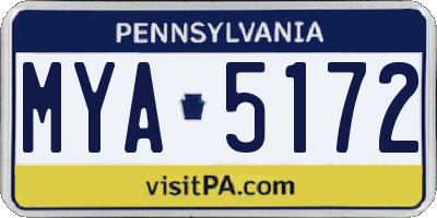 PA license plate MYA5172