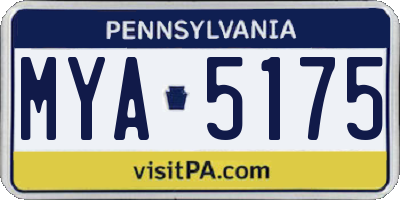 PA license plate MYA5175